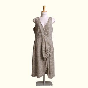 JustFab Womens Midi Dress Size L  Nautical Fisherman Stripe Drawstring Front